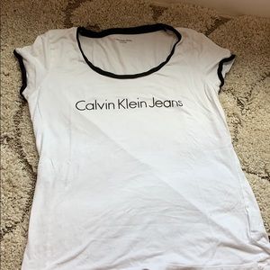 Calvin Klein white top , black outlining
